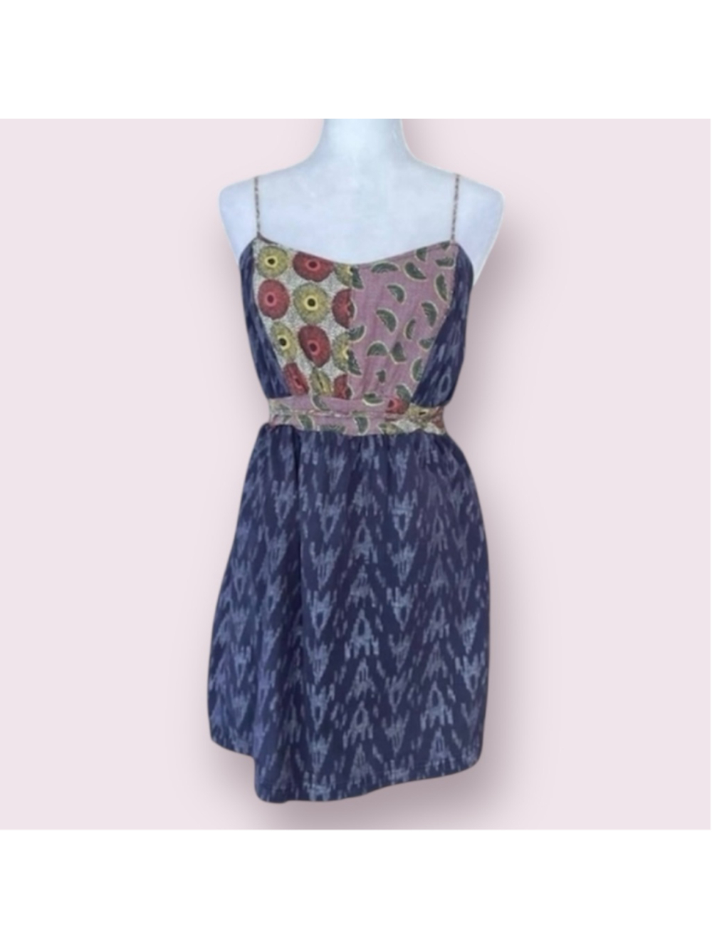 Element Blue Ikat Geometric Mini Dress Large